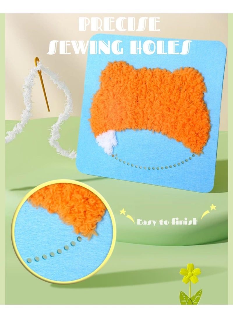 Arabest Children's Sewing Kit DIY Embroidery Sewing Kit, Cute Animal Sewing Project, Simple Craftsmanship and English Instructions, Suitable for Beginners, Girls and Boys Aged 4-12 (Frog+Panda+Lion+Rabbit) - Image 3