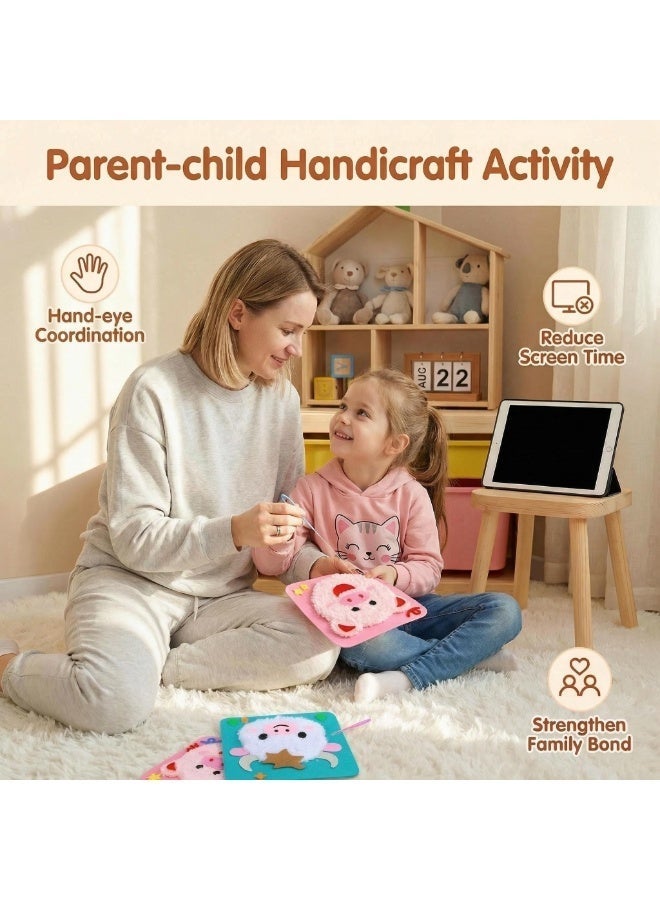 Arabest Children's Sewing Kit DIY Embroidery Sewing Kit, Cute Animal Sewing Project, Simple Craftsmanship and English Instructions, Suitable for Beginners, Girls and Boys Aged 4-12 (Frog+Panda+Lion+Rabbit) - Image 2