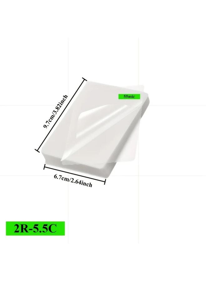 100 Sheets 2R 3R 4R Laminating Pouches PVC Waterproof Dry Erase Compatible with Laminators - Image 1