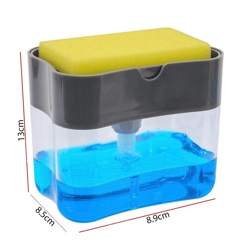 House of Quirk 2-in-1 Sponge Box with Soap Dispenser Double Layer Kitchen Plastic Soap Dispenser Sponge Scrubber Holder (Transprent) - Image 3