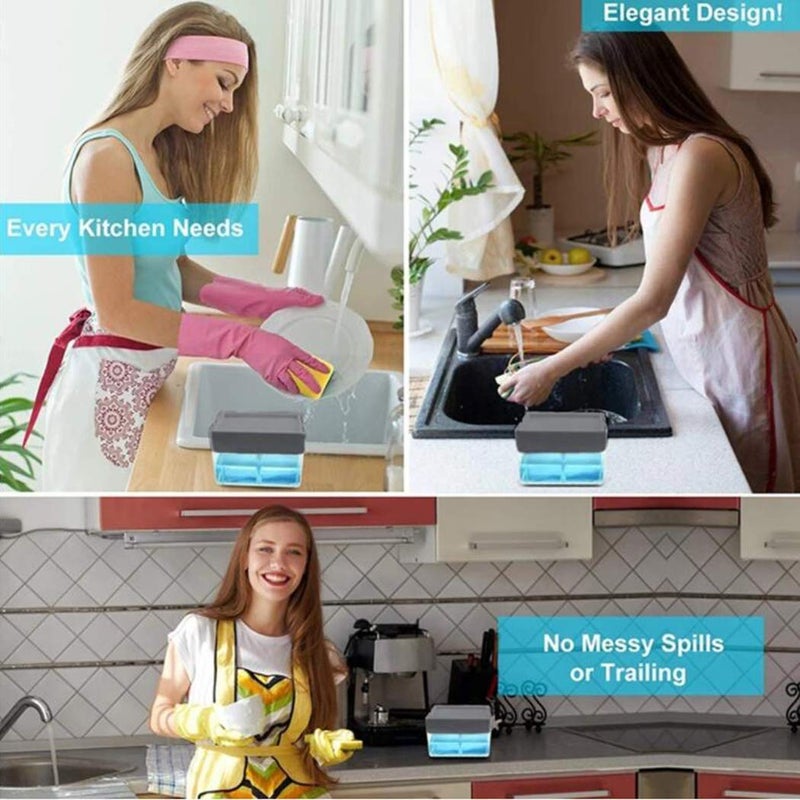 House of Quirk 2-in-1 Sponge Box with Soap Dispenser Double Layer Kitchen Plastic Soap Dispenser Sponge Scrubber Holder (Transprent) - Image 5