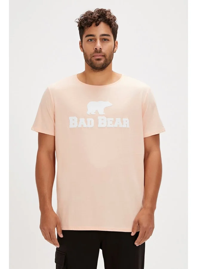 Bad Bear Men's Pink Round Neck T-Shirt.