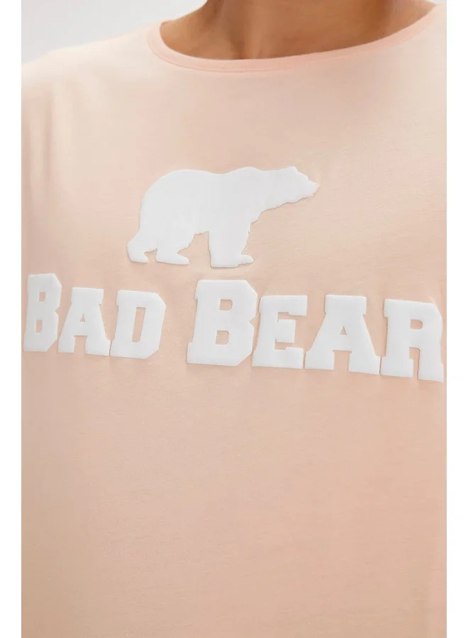 Bad Bear Men's Pink Round Neck T-Shirt.