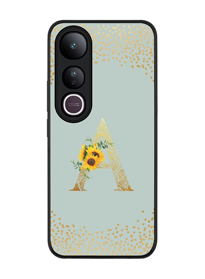 Stylizedd For vivo V50 Lite Case,Slim fit Camera Protection, Shockproof Thin Phone cover  - Custom Floral Monogram - A  (Light Grey )