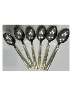 Spaceshoop Stainless Steel Spoons Set of 6Pieces - Silver and gold Big size 