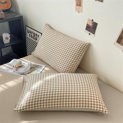 Nayoroom Gingham Duvet Cover Twin Size Brown Tan Plaid Checkered Comforter Cover Grid Farmhouse Bedding Set 2 Pcs Soft Breathable Washed Microfiber Gifts for Women Men - Image 5