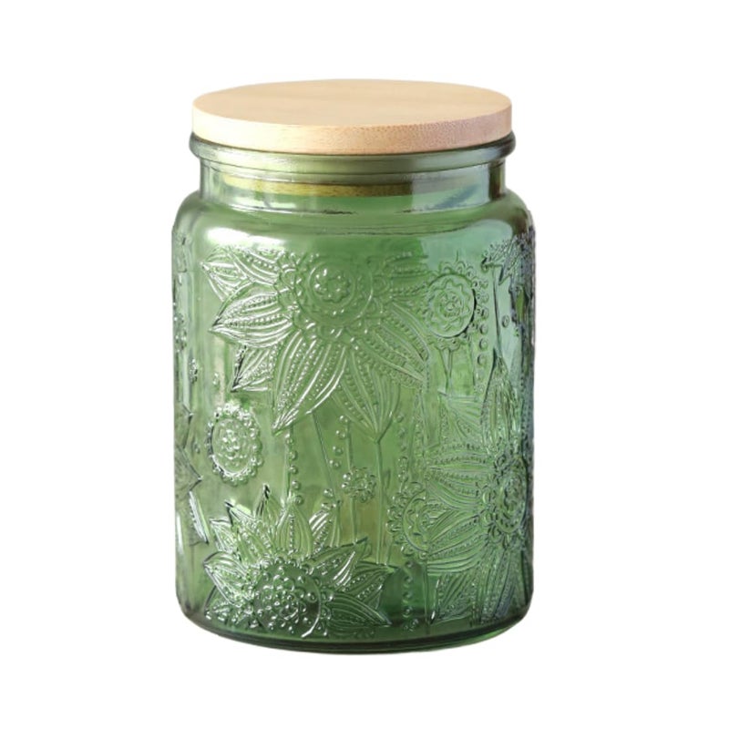 Green Glass Canister Candy Jar with Lid 237 FL OZ Vintage Colored Mason Jars for Kitchen Decorative Jar for Coffee Tea Candy Cookies Cute Jars Green 1 Pack