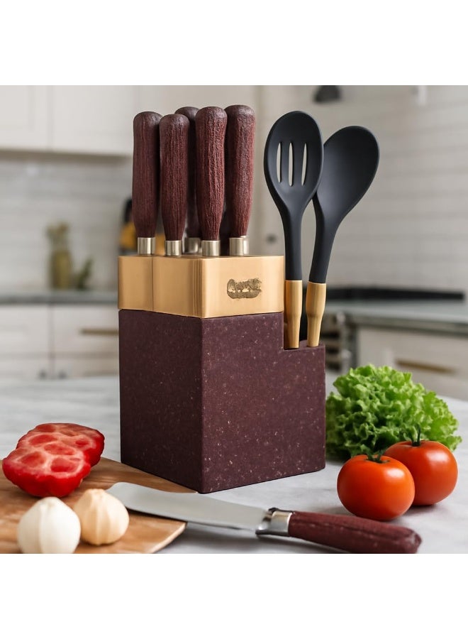 BS B&S 11-Piece Knife Set with Wooden Stand – Professional Stainless Steel Kitchen Knives - Image 1