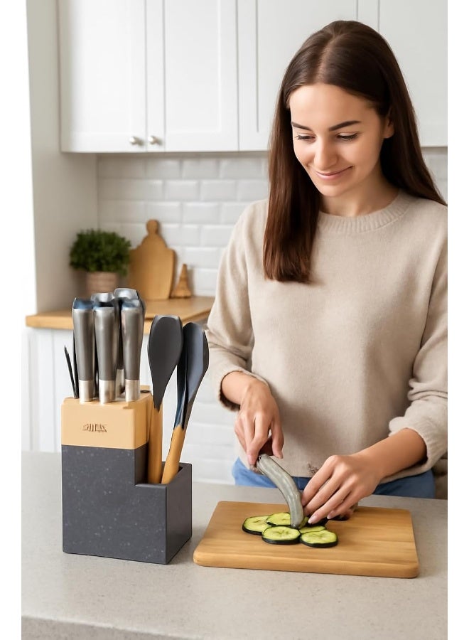 BS B&S 11-Piece Knife Set with Wooden Stand – Professional Stainless Steel Kitchen Knives - Image 2