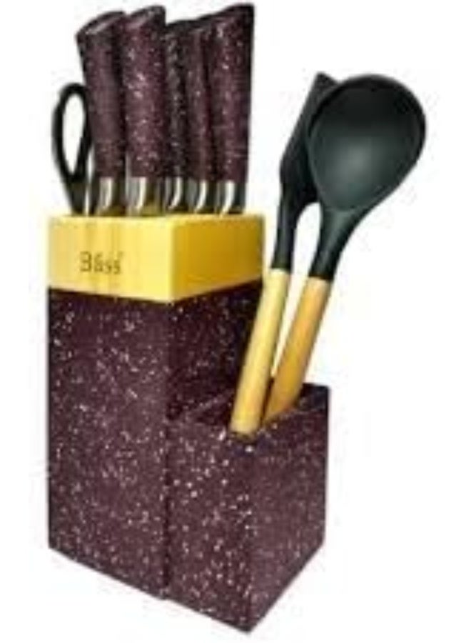 BS B&S 11-Piece Knife Set with Wooden Stand – Professional Stainless Steel Kitchen Knives - Image 5