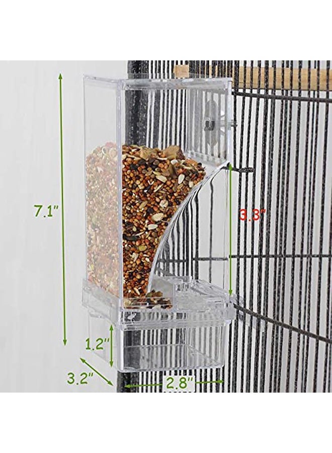 Kathson No-Mess Bird Feeder Parrot Integrated Automatic Feeder Seed Food Container Acrylic Finch Foraging Feeders with Perch Cage Accessories for Small Birds Parakeet Canary Cockatiel Lovebirds - Image 4