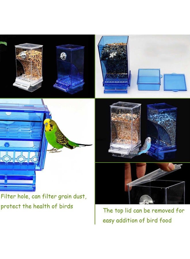 Kathson No-Mess Bird Feeder Parrot Integrated Automatic Feeder Seed Food Container Acrylic Finch Foraging Feeders with Perch Cage Accessories for Small Birds Parakeet Canary Cockatiel Lovebirds - Image 5