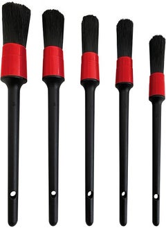LUCKLYJONE 5 Pieces Car Detailing Brush Kit for Cleaning Car Interior Exterior, Vehicles Wheels Leather Engine Dashboard Engine, Interior, Emblems, Air Vents, Car, Motorcy (Red)