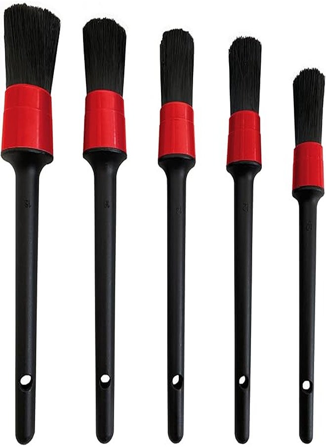 Generic - LUCKLYJONE 5 Pieces Car Detailing Brush Kit for Cleaning Car Interior Exterior, Vehicles Wheels Leather Engine Dashboard Engine, Interior, Emblems, Air Vents, Car, Motorcy (Red) - Image 1