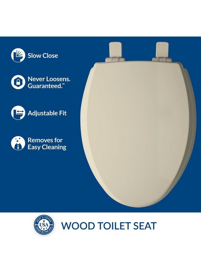 Mayfair Cassel Slow Close Toilet Seat, Easy Clean, Non Slip Premium Wood Seat, Easy Install, Elongated, Bone - Image 2