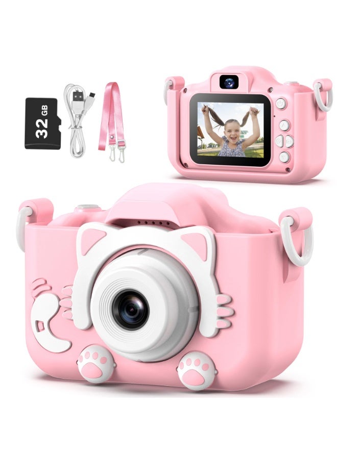 Childrens Fun Camera Cute Kitty Dual Camera For Kids Age 0-6 Years - Light Pink - Image 1