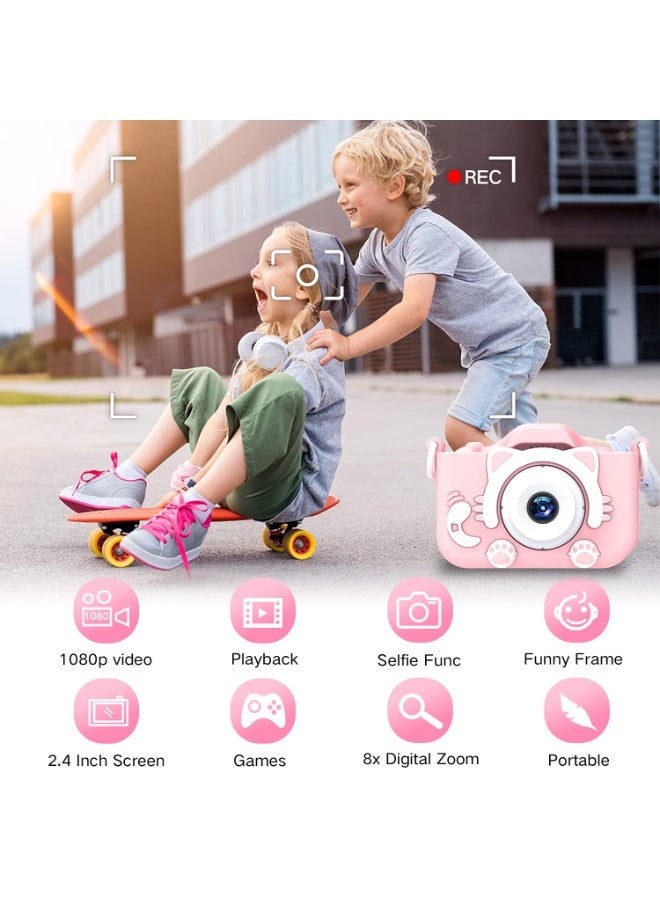 Childrens Fun Camera Cute Kitty Dual Camera For Kids Age 0-6 Years - Light Pink - Image 3