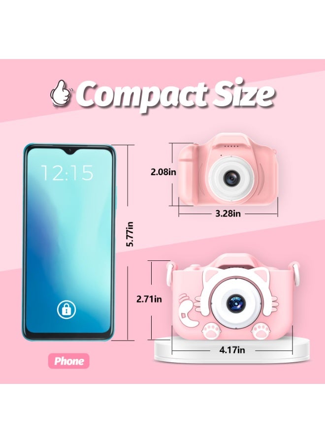 Childrens Fun Camera Cute Kitty Dual Camera For Kids Age 0-6 Years - Light Pink - Image 2