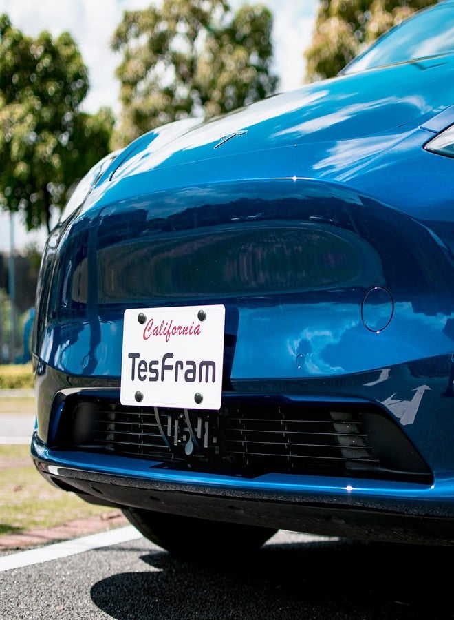 TesFram - Upgrade Front License Plate Bracket for 2020-2023 Tesla Model Y, Height-Adjustable & NO Drilling License Plate Holder with Cooler Motor Operation Features (Aesthetic Gen3) - Image 3