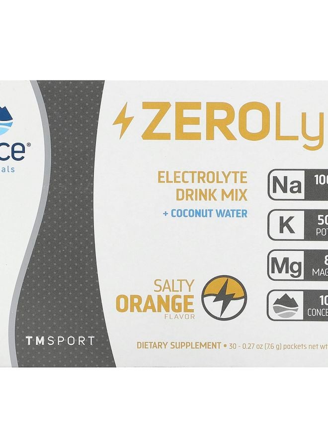 Trace Minerals TM Sport ZeroLyte Electrolyte Drink Mix Salty Orange 30 Packets 0.27 oz (7.6 g) Each