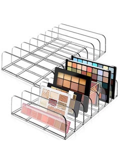 2 PCS Plastic Eyeshadow Palette Makeup Organizer, 7 Section Divided Acrylic Make Up Pallet Storage Holder Cosmetic Eye Shadow Display Stand Rack (Clear)