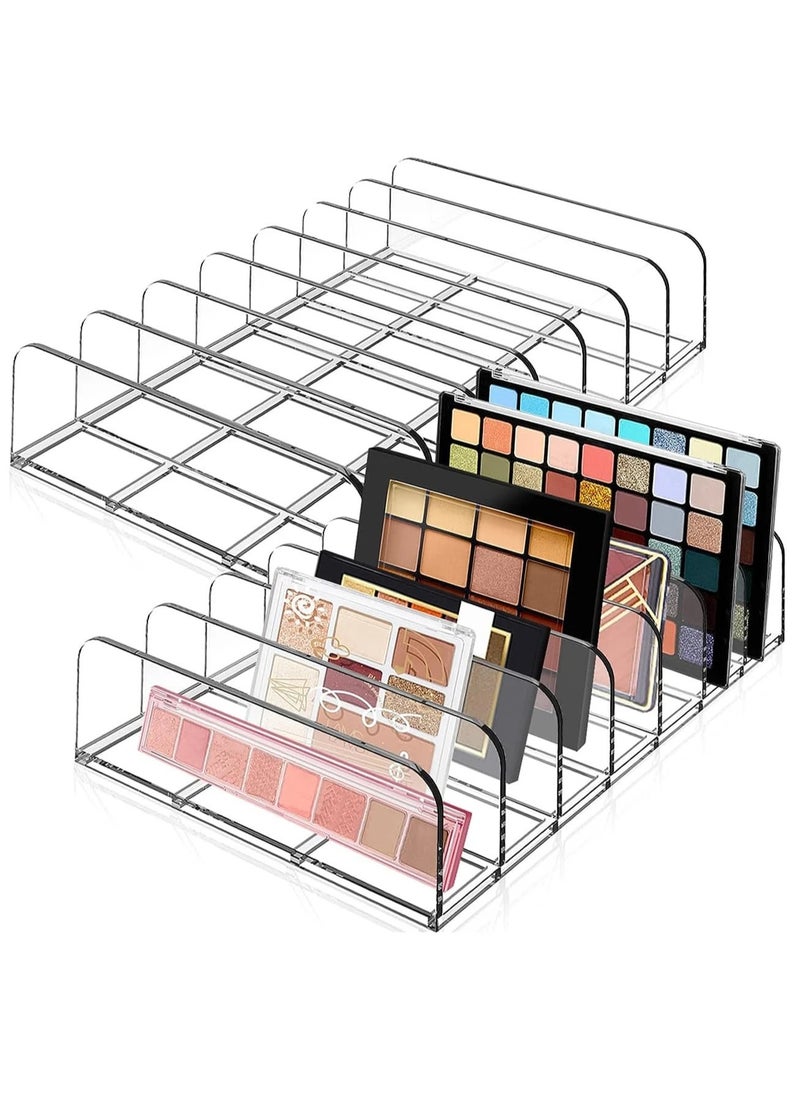 KHAJUL - 2 PCS Plastic Eyeshadow Palette Makeup Organizer, 7 Section Divided Acrylic Make Up Pallet Storage Holder Cosmetic Eye Shadow Display Stand Rack (Clear) - Image 1