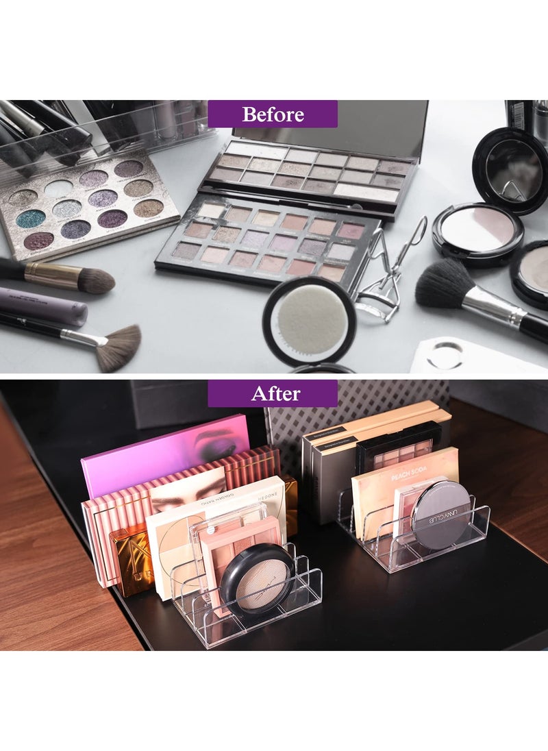 KHAJUL - 2 PCS Plastic Eyeshadow Palette Makeup Organizer, 7 Section Divided Acrylic Make Up Pallet Storage Holder Cosmetic Eye Shadow Display Stand Rack (Clear) - Image 1