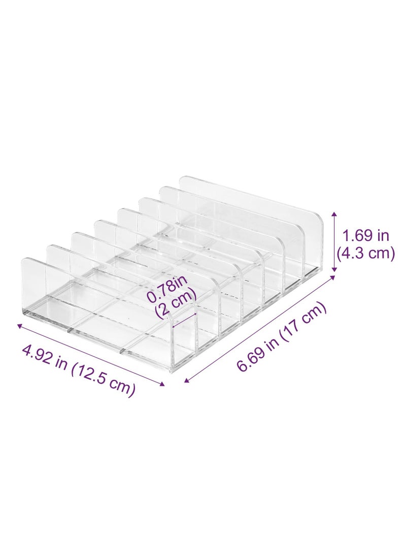 KHAJUL - 2 PCS Plastic Eyeshadow Palette Makeup Organizer, 7 Section Divided Acrylic Make Up Pallet Storage Holder Cosmetic Eye Shadow Display Stand Rack (Clear) - Image 1