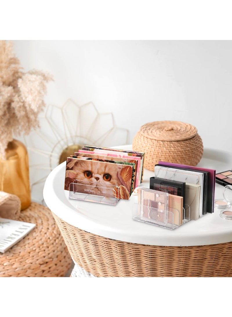 KHAJUL - 2 PCS Plastic Eyeshadow Palette Makeup Organizer, 7 Section Divided Acrylic Make Up Pallet Storage Holder Cosmetic Eye Shadow Display Stand Rack (Clear) - Image 1