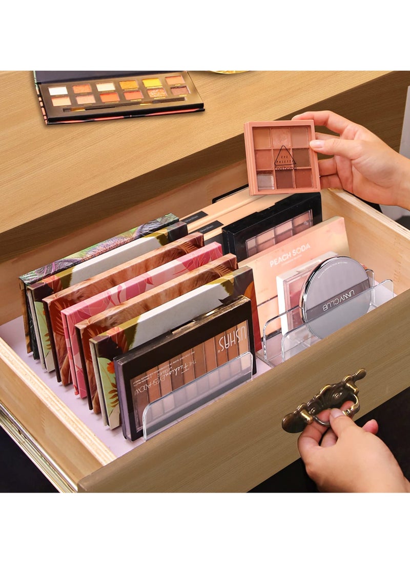 KHAJUL - 2 PCS Plastic Eyeshadow Palette Makeup Organizer, 7 Section Divided Acrylic Make Up Pallet Storage Holder Cosmetic Eye Shadow Display Stand Rack (Clear) - Image 1