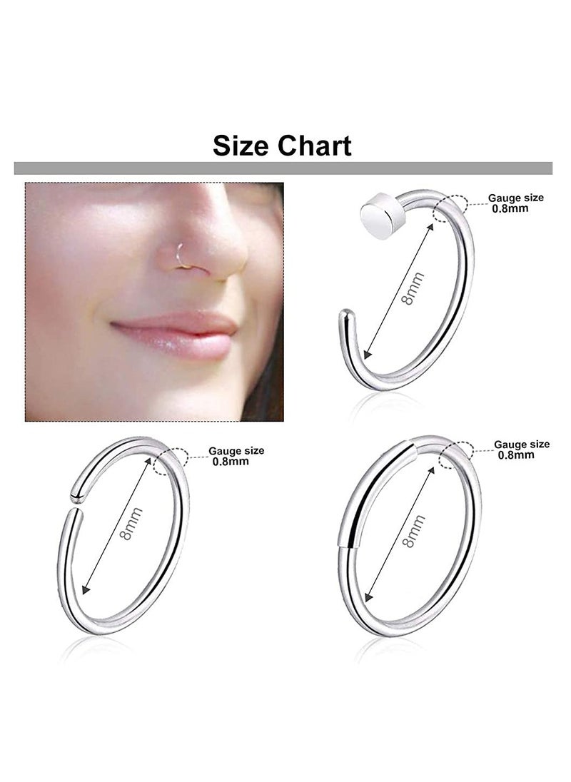 Generic - 36 PCS Stainless Steel Nose Rings Set for Women & Men - Studs, Hoops, Heart & Opal Designs, 20G Piercings Jewelry - Image 1