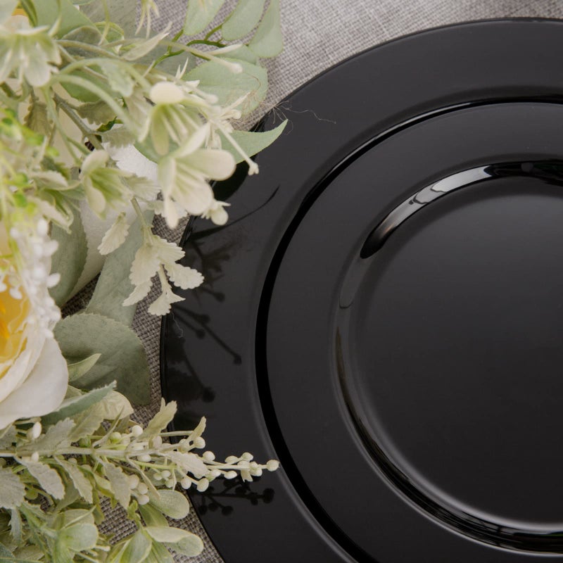 FLOWERCAT 60PCS Black Plastic Plates - Heavy Duty Black Disposable Plates for 30 guests Halloween Party/Wedding/New Year - Include 30PCS 10.25inch Dinner Plates and 30PCS 7.5inch Dessert Plates - Image 4