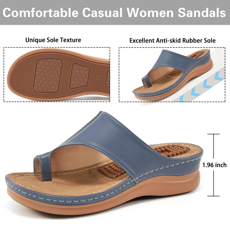 Aomigoct Womens Comfort Wedge Sandals: Soft Cushion & Orthopedic for All-Day Walking - Non-Slip 1.96" Heel for Stability - for Comfort Seekers - Image 4
