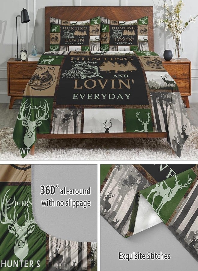 WeCozy 4 Pieces Queen Size Bed Sheet Sets with Pillowcases, Deer Animal Tree Soft Microfiber Bedding Set for Kids and Adults, Mountains Gray Flat Fitted Sheet for Bedroom Bed Decor - Image 5