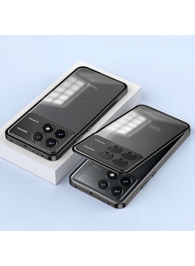 General Case Compatible with Xiaomi Poco X6 Pro 5G, Magnetic Metal Frame+Matte Translucent Tempered Glass Back, Non Slip Shockproof Case with Camera Protector  - Image 1