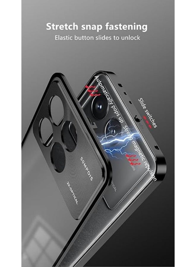 General Case Compatible with Xiaomi Poco X6 Pro 5G, Magnetic Metal Frame+Matte Translucent Tempered Glass Back, Non Slip Shockproof Case with Camera Protector  - Image 2