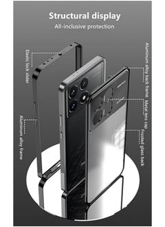 جنرال حافظة متوافقة مع Xiaomi Poco X6 Pro 5G، إطار مغناطيسي معدني + ظهر زجاجي شفاف مطفي، حافظة مضادة للانزلاق ومضادة للصدمات مع حامي الكاميرا.  - Image 3
