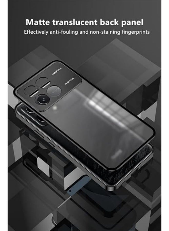 General Case Compatible with Xiaomi Poco X6 Pro 5G, Magnetic Metal Frame+Matte Translucent Tempered Glass Back, Non Slip Shockproof Case with Camera Protector  - Image 5
