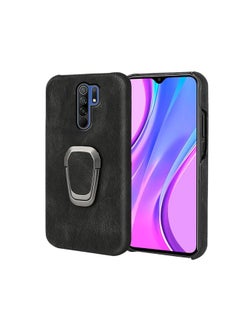 HuHa Case Cover Ring Holder PU Phone Case For Xiaomi Redmi 9 / Redmi 9 Prime / Poco M2 Black 