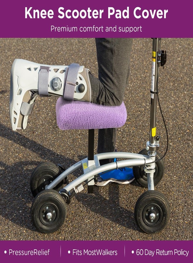 Breling Knee Scooter Pad Cover Faux Sheepskin Scooter Seat Cushion Memory Foam Knee Scooter Cushion Soft Plush Walker Seat Cover Universal for Comfort During Injury(Purple) - Image 4