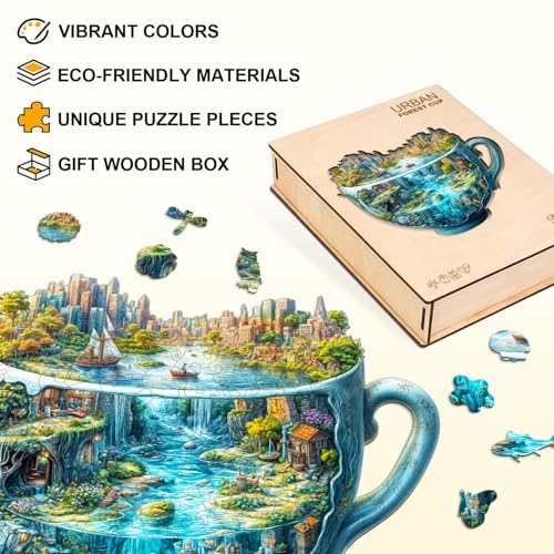 Jollitot Wooden Puzzles for Adults Urban Forest Cup Puzzles 195 Pieces 134 114in Unique Animal Shape Jigsaw Puzzles Christmas Birthday Gifts for Puzzle Lovers - Image 5