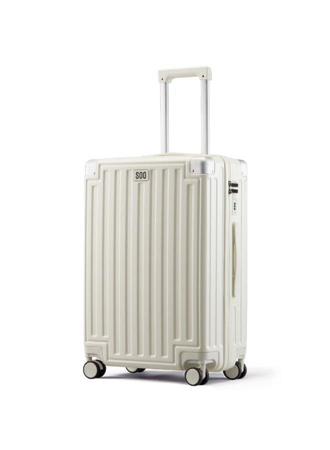 Soo Stylish Luggage With Cup Holder, Multifunctional Suitcase For Men And Women, Trolley Case, Travel Case, Password Lock, White, 28 Inches - Image 1