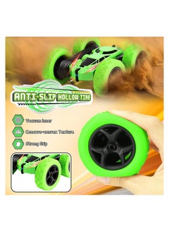 Generic RC Car Toys Remote Control Stunt Car 360 Degree Flips Double Sided Rotating Green  - Image 2