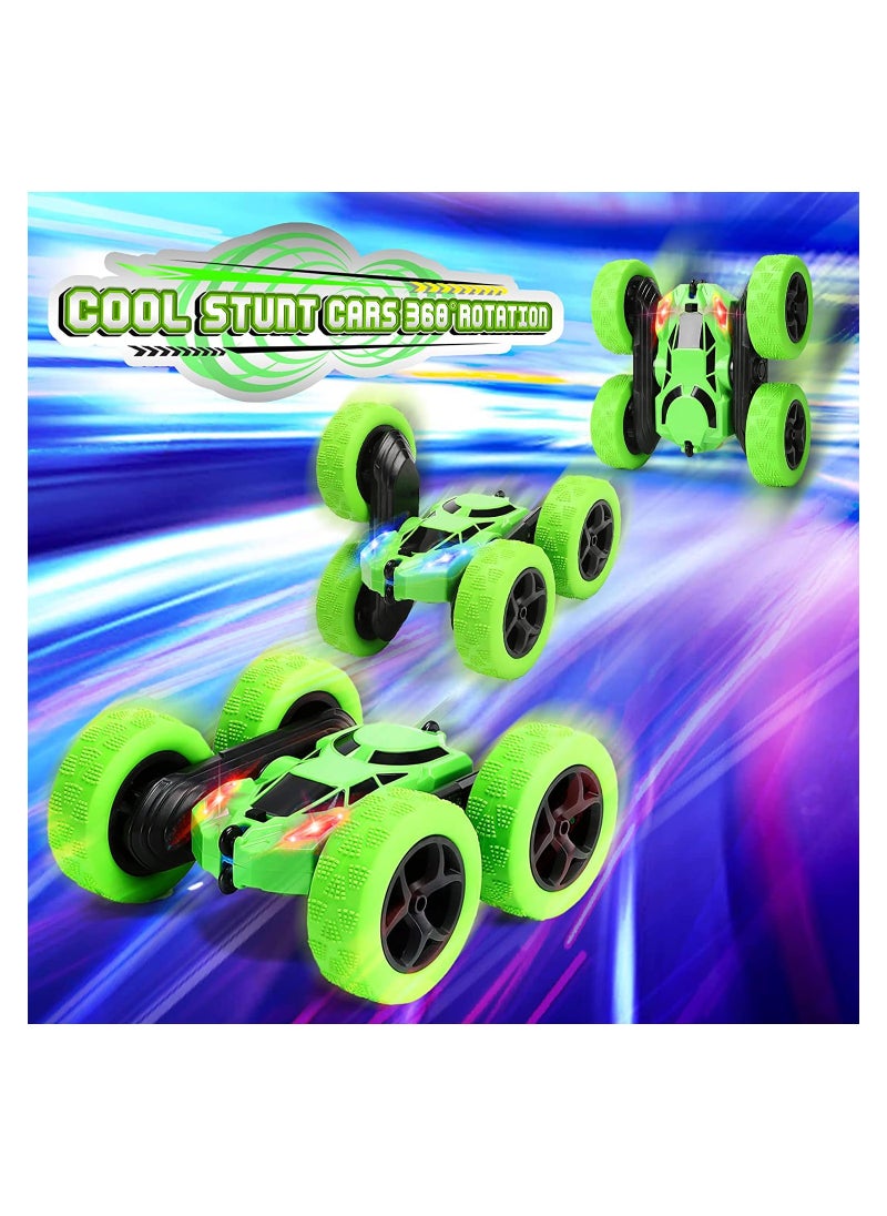 Generic - RC Car Toys Remote Control Stunt Car 360 Degree Flips Double Sided Rotating Green - Image 1