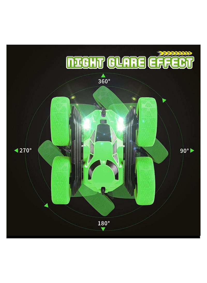 Generic - RC Car Toys Remote Control Stunt Car 360 Degree Flips Double Sided Rotating Green - Image 1
