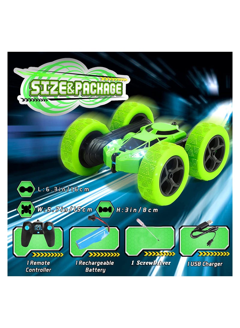 Generic - RC Car Toys Remote Control Stunt Car 360 Degree Flips Double Sided Rotating Green - Image 1