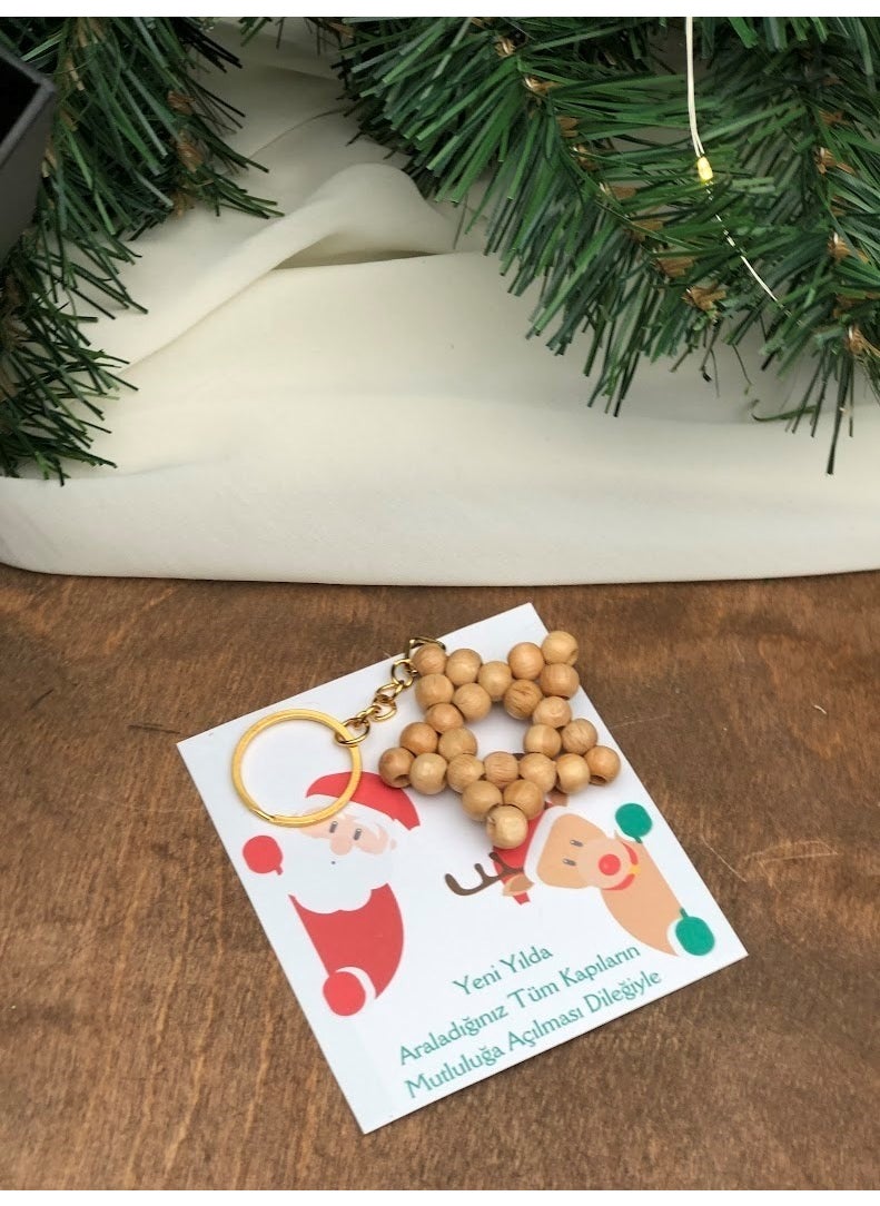 Masalsı Concept - Fairytale Concept New Year Gift Card Wooden Bead Keychain - Image 1