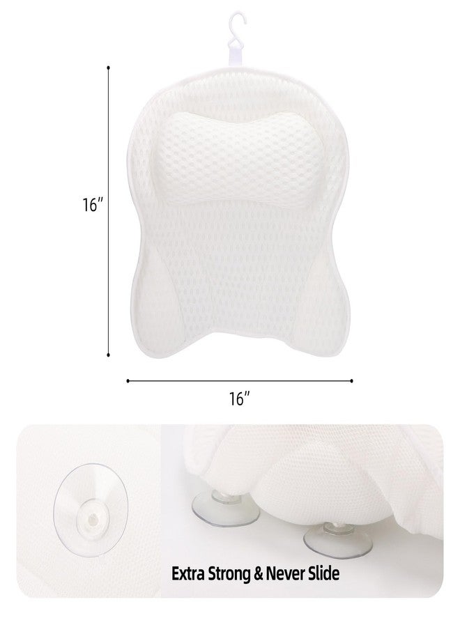 Tbestmax 2 Pack Bath Pillow for Tub, Luxury Bathtub Pillow with Head, Neck, Shoulder and Back Support Soft 4D Mesh Bathtub Pillows with 6 Suction Cups - White - Image 2