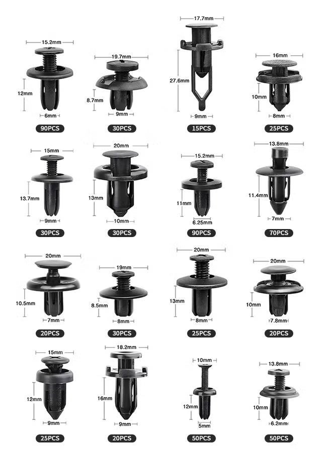 620 PCs Car Retainer Clips & Plastic Fasteners Kit, 16 Most Popular Sizes Nylon Bumper Fender Rivets with 10 Cable Ties， Fasteners Remover and Sound Insulation Cotton for Car - Image 2