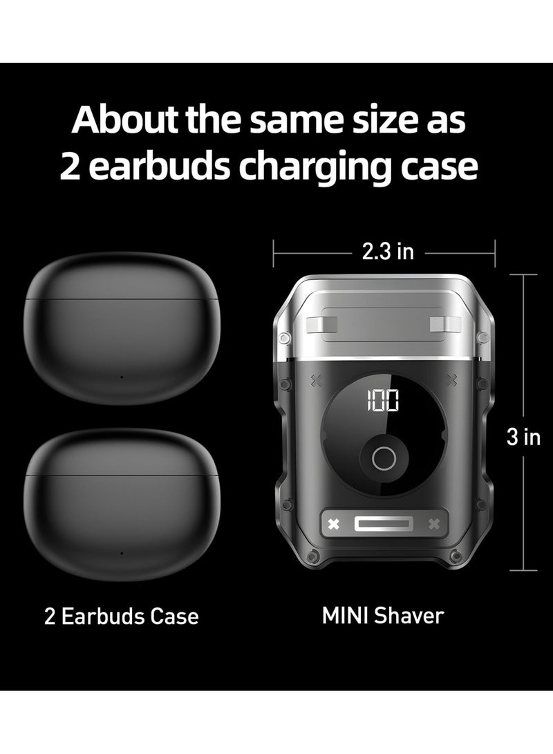 KASTWAVE Electric Razor for Men, All Metal Body, Magnetic Shaving Head, Powerful Motors, Sharp Blades, Full Body Washing, Type-C Quick Charging, LED Display, Mini Cordless Rotary Shaver, Easy to Travel, Black - Image 2